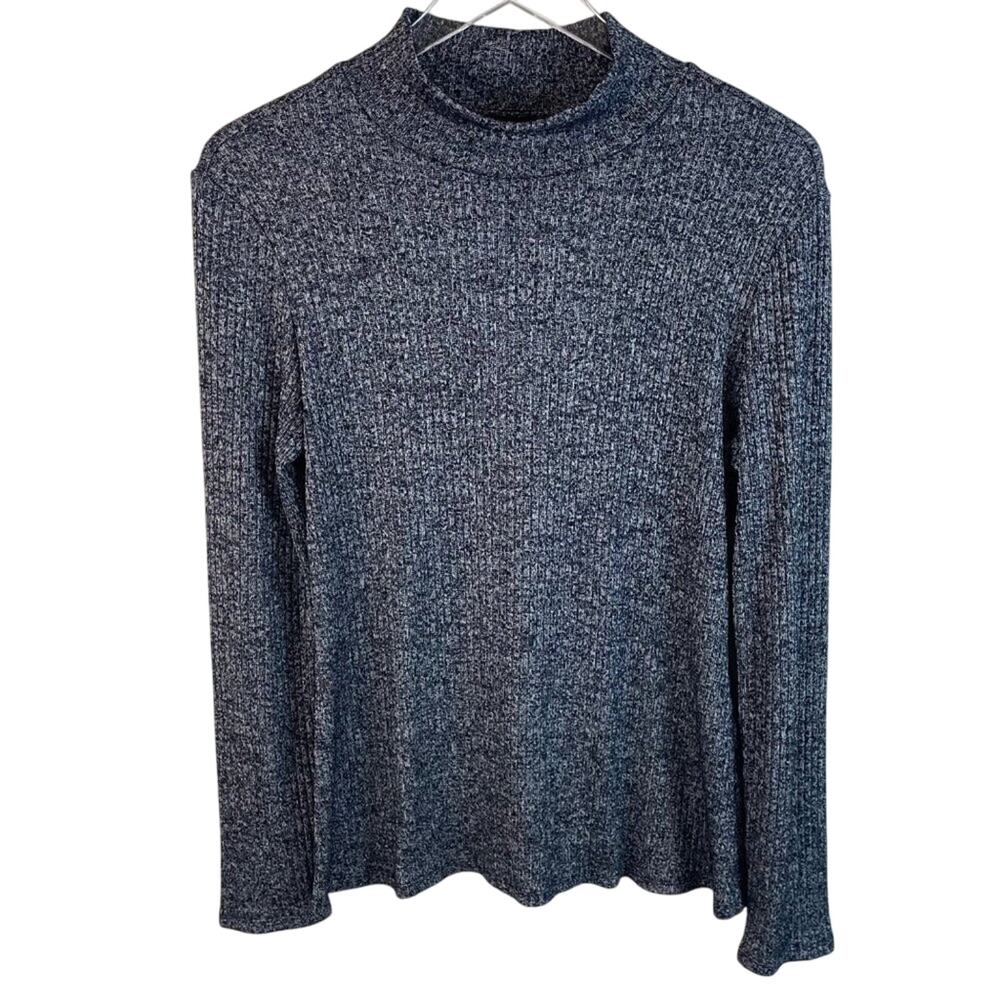 Goldray Blue & White Mock Neckline Knit Sweater Size Large